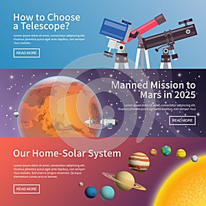 Astronomy vector banner set