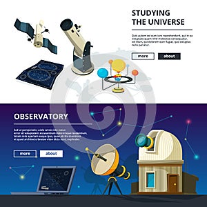 Astronomy. Vector banners set of science theme