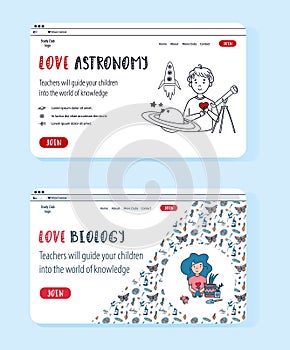 Astrophysics and Biology website templates for online classes.