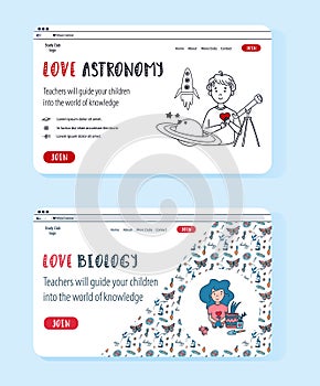 Astrophysics and Biology website templates for online classes. photo