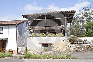 Asturian granary horreo detail, photo