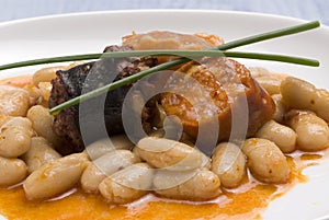 Asturian ham and beans.Spanish cuisine.