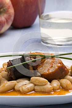 Asturian ham and beans.Spanish cuisine. photo