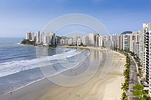 Asturias beach in Guaruja, Sao Paulo, Brazil, seen from above