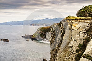 Asturias coast. Cabo Busto cliffs, Spain photo