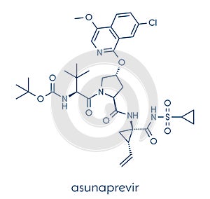 Asunaprevir hepatitis C virus HCV drug molecule. Skeletal formula.