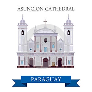 Asuncion Cathedral in Paraguay vector flat attraction landmarks