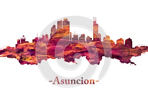 AsunciÃ³n Paraguay skyline in Red