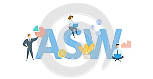ASW, Actual Silver Weight. Concept with keywords, people and icons. Flat vector illustration. Isolated on white.