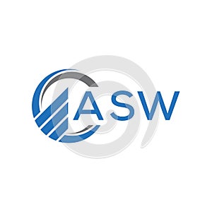 ASW Flat accounting logo design on white background. ASW creative initials Growth graph letter logo concept. ASW business finance