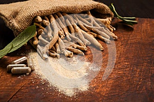 Aswagandha root, herbal medicine.