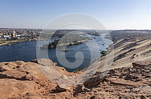 Landscape of Aswan - Egyptian Sceneries - Desert and Nile photo