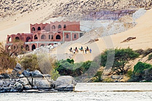 Aswan, Egypt, River nile, rocks, trees, sand, camels