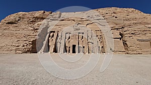 Aswan, Egypt : temple of Nefertari next to the temple of Abu Simbel temple of Pharaoh Ramses II in southern Egypt in