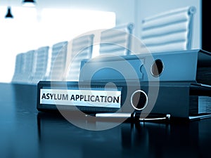 Asylum Application on Binder. Toned Image. 3D.