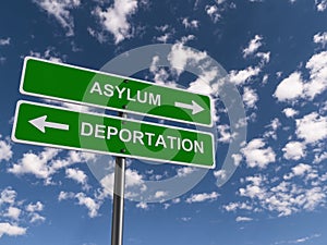 Asylum deportation traffic sign