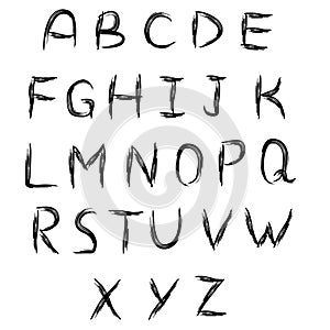 Asymmetric carelessly drawn alphabet split brush. ABC.