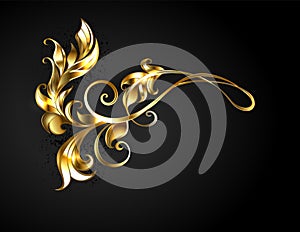 Asymmetric gold frame scroll on black background photo