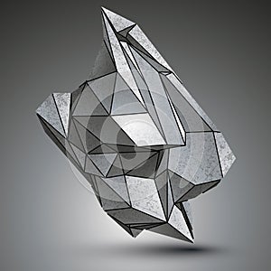 Asymmetric sharp metallic object created from geometric figures.