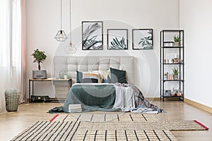 Asymmetrical carpet in bedroom photo