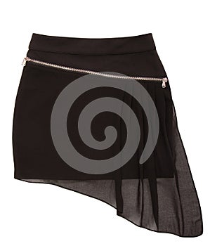Asymmetrical mini skirt with zipper