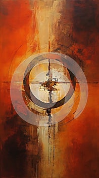 Asymmetrical Target on Orange Background with Cross photo