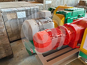 Asynchronous electric motors for pumps for pumping liquids are in stock for an oil refinery petrochemical plant equipment