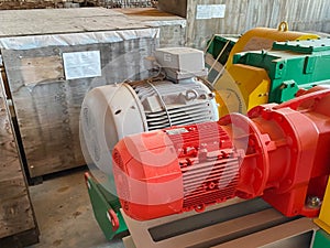 Asynchronous electric motors for pumps for pumping liquids are in stock for an oil refinery petrochemical plant equipment