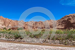 Atacama desert arid mountain and river landscape