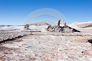 Atacama Desert in Chile. Three Marias. Mine of Salt