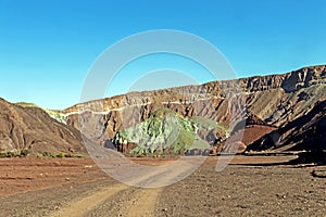 The Valle del Arcoiris rainbow valley in Atacama Desert, Chile photo