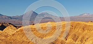 Atacama Desert Panorama and Licancabur Volcano , Chile