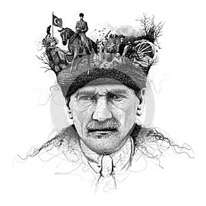 Ataturk digital illustration, Leader of Turkey photo