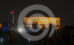 Ataturk Mausoleum at night, Anitkabir, monumental tomb of Mustafa Kemal Ataturk, first president of Turkey in Ankara photo