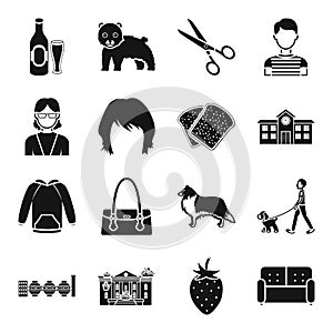 Atelier, food, architecture and other web icon in black style.