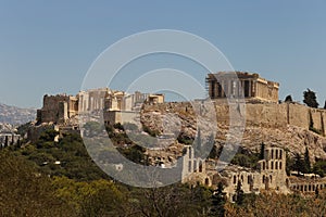 Atene, Grecia - 21 luglio 2019: Il Partenone sull'Acropoli di Atene patrimonio dell'Unesco