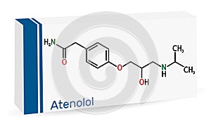 Atenolol cardioselective beta-blocker molecule. It is antihypertensive, hypotensive and antiarrhythmic drug. Skeletal chemical photo