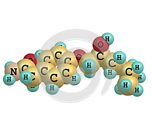 Atenolol molecule isolated on white