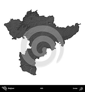 Ath, Belgium, isolated on white. Grayscale