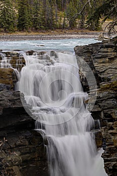 Athabasca falls in autumn