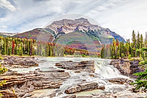 Athabasca Falls in Autumn Colors at Jasper National Park