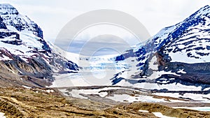 The Athabasca Glacier in the Columbia Icefields in Jasper National Park, Alberta, Canada