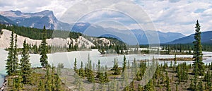 Athabasca River panorama in Alberta, Canada