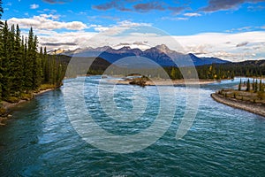 Athabasca River with Pyramid Mountain, Jasper National Park, Canada