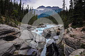 Athabaska falls Rockies, Alberta, Canada photo