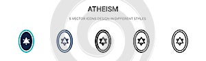 Atheism icon in filled, thin line, outline and stroke style. Vector illustration of two colored and black atheism vector icons