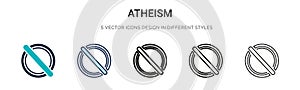 Atheism icon in filled, thin line, outline and stroke style. Vector illustration of two colored and black atheism vector icons