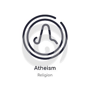 atheism outline icon. isolated line vector illustration from religion collection. editable thin stroke atheism icon on white