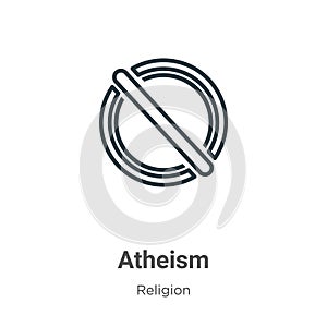 Atheism outline vector icon. Thin line black atheism icon, flat vector simple element illustration from editable religion concept