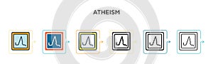 Atheism vector icon in 6 different modern styles. Black, two colored atheism icons designed in filled, outline, line and stroke